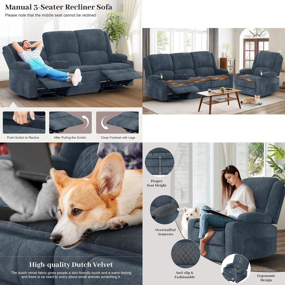 3-Seater Reclining Sofa Set wi - đánh giá và giá Recliner Sofa Cover