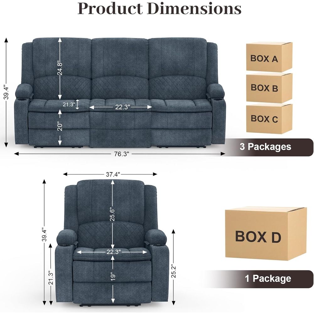 3-Seater Reclining Sofa Set wi - đánh giá và giá Recliner Sofa Cover
